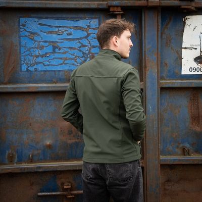 Green softshell jacket for men