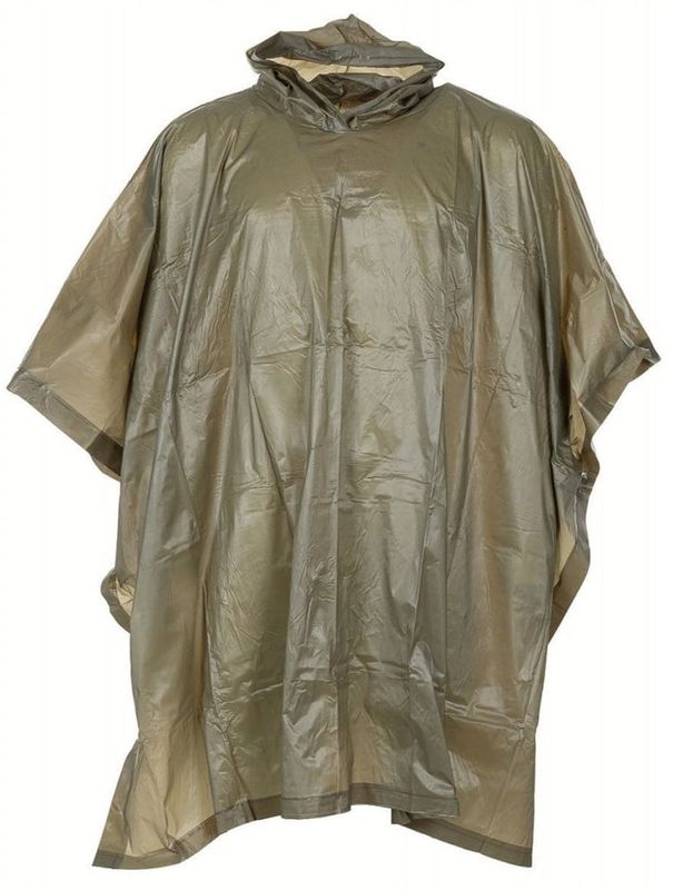Olivgrön regnponcho i vinyl