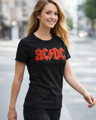 AC/DC Distressed Logo Girly Tee