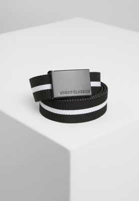 Black and white striped canvas belt