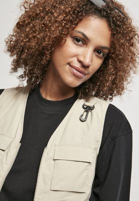 Beige short vest lady