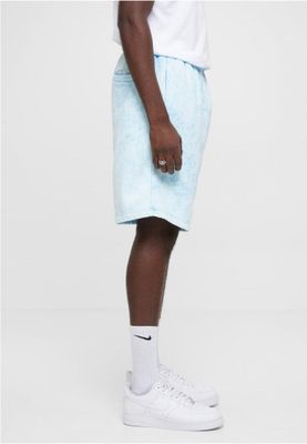 Light blue batik patterned terry shorts