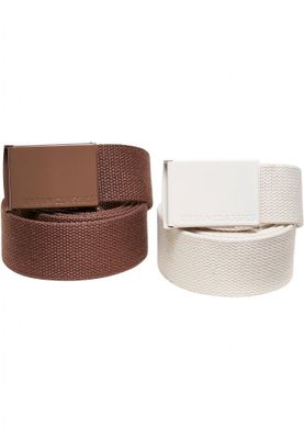 Colored Buckle Canvas Belt 2-Pack