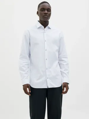 Slim fit skjorta med dobby-mönster