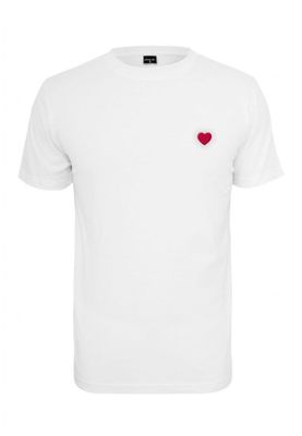 White t-shirt with red heart lady