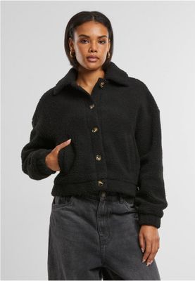 Fluffy jacket women's trendy button closure