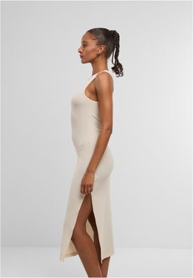 Ribbad klänning för dam – vit sand