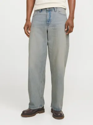 Ljusa stentvättade wide fit jeans herr  - DAVE
