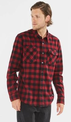 Red herringbone flannel shirt men
