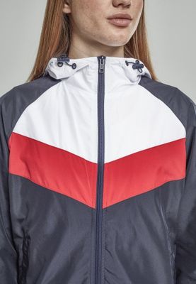 Three-color windbreaker with hood lady