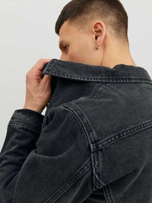 Sort denimjakke til mænd