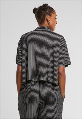 Skjorta för dam med vita ränder– black/white