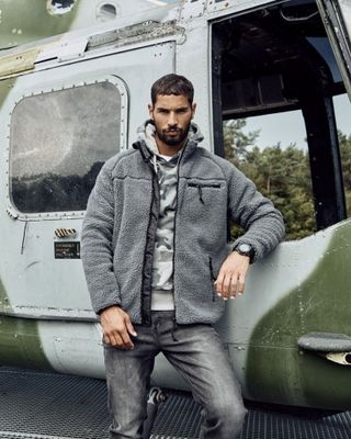 Gray fleece jacket teddy - men