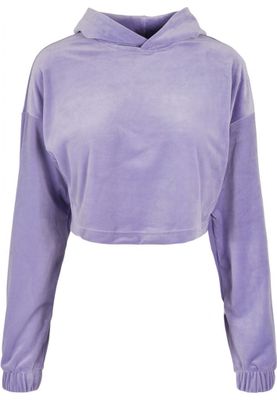 Ladies Cropped Velvet Oversized Hoody