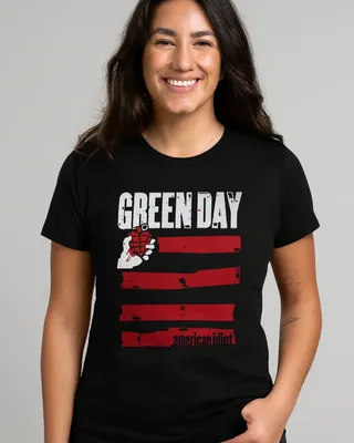 Green Day American Idiot Stripes T-shirt dam i svart