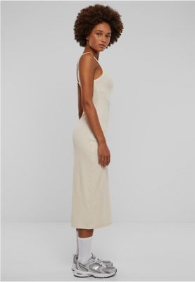 Midi dress in stretchy cotton with round neckline