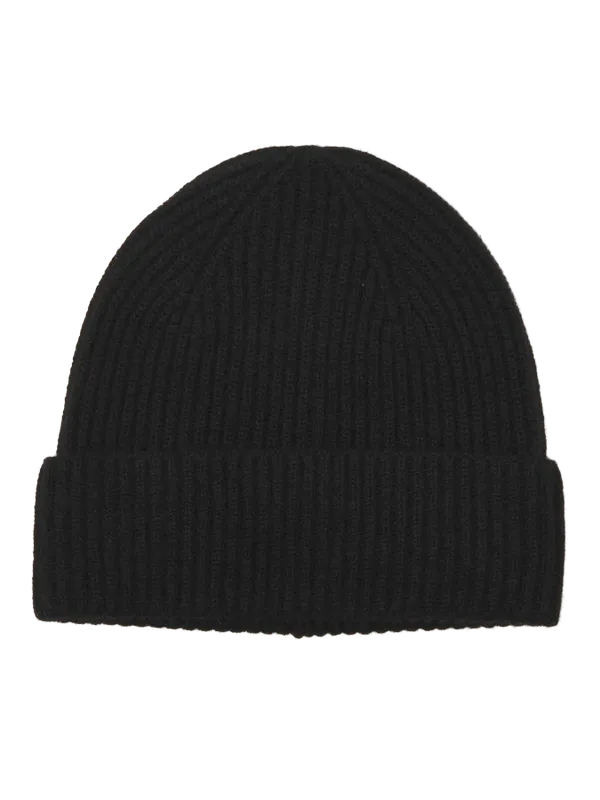 Premium Beanie Herr – Svart Stickad Mössa i Ull och Kashmir