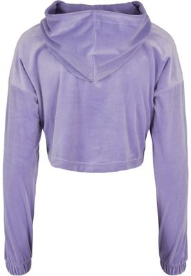 Ladies Cropped Velvet Oversized Hoody