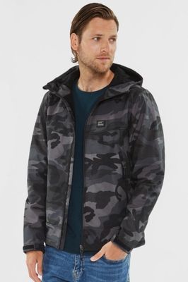 Camo softshell jacket with fleece lining