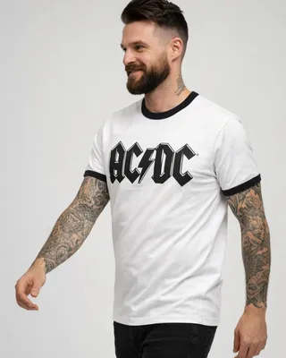AC/DC Black Logo Retro Ringer Tee