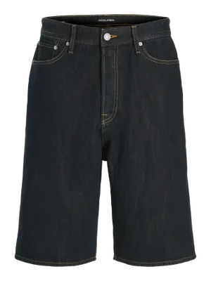 Långa mörkblå jeansshorts herr