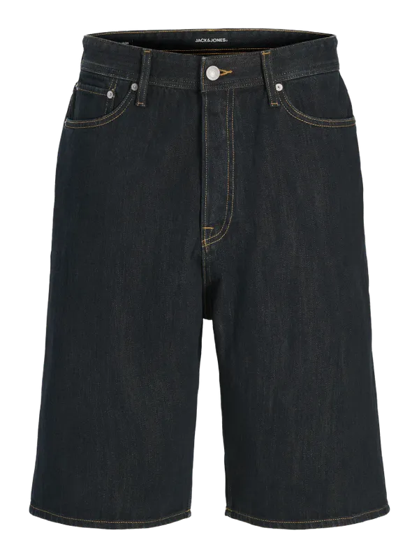 Långa mörkblå jeansshorts herr