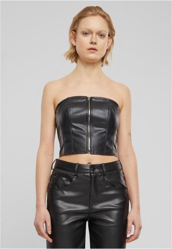 Synthetic Leather Bandeau Top
