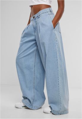 Ladies Wide Leg Lätta Denim Byxor i Bomull