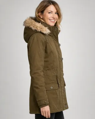 Inget tydligt tryck Women Nila Winterparka med huva i olivgrön