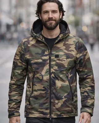 Camo softshell jakke med fleeceforing