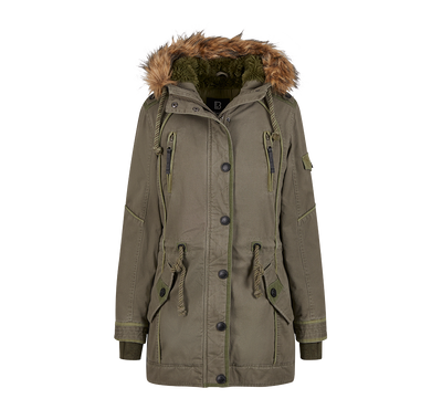 Huva med päls Women Emma Winterparka med huva och päls – olivgrön