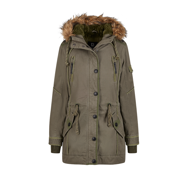 Huva med päls Women Emma Winterparka med huva och päls – olivgrön