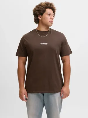 Brun T-shirt med liten logga – Jack & Jones Plus Size