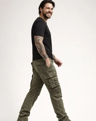 Stylish Slim Fit Cargo Pants för herr - olive
