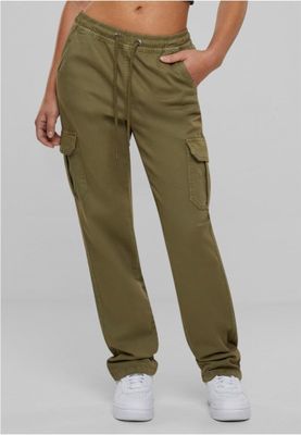 Ladies High Waist Twill Cargo Pants