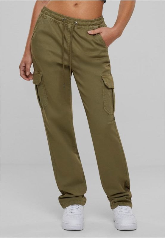 Ladies High Waist Twill Cargo Pants
