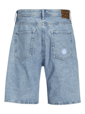 Light blue baggy denim shorts for men