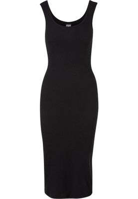 Midi dress in stretchy cotton with round neckline