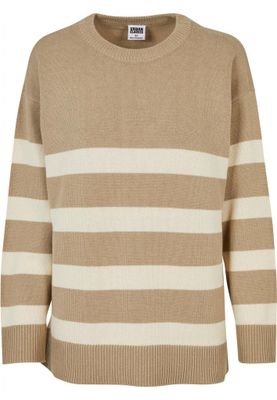 Woman Striped Knit Sweater With Round Neck