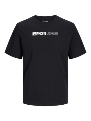 Jack & Jones Plus Size T-shirt med logotryck – Svart