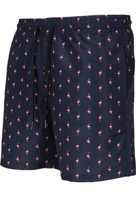 Swim shorts with pink flamingos mens