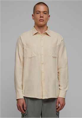 Solid -colored flannel shirt men