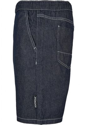 Denim shorts with cuffs at the waist - dark blue