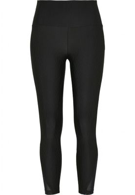 Sort ribbet leggings