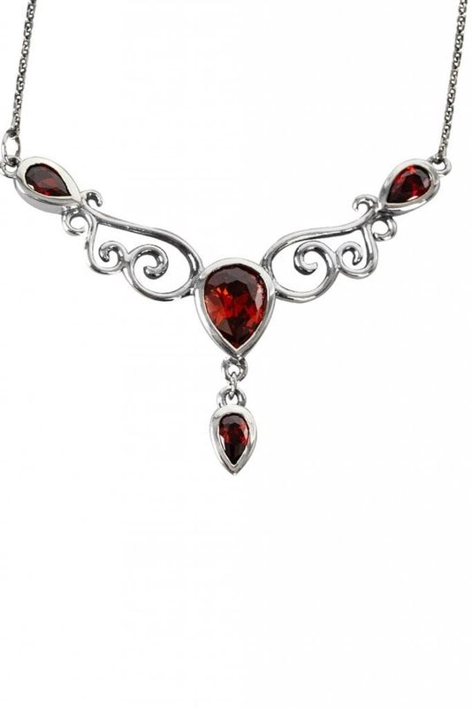 Gothic necklace with red zirconia