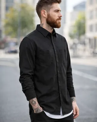 Flanellskjorta Svart