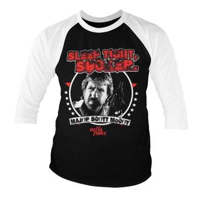 The Delta Force Chuck Norris Sleep Tight, Sucker Baseball 3/4 Sleeve T-shirt – whiteblack