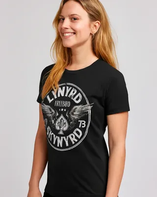 Lynyrd Skynyrd 1973 Circle Patch T-shirt dam i svart