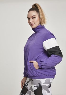 Trefärgad krinklad lätt jacka dam