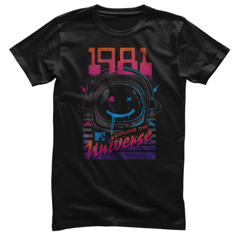 1981 Explore the Universe T-shirt i svart